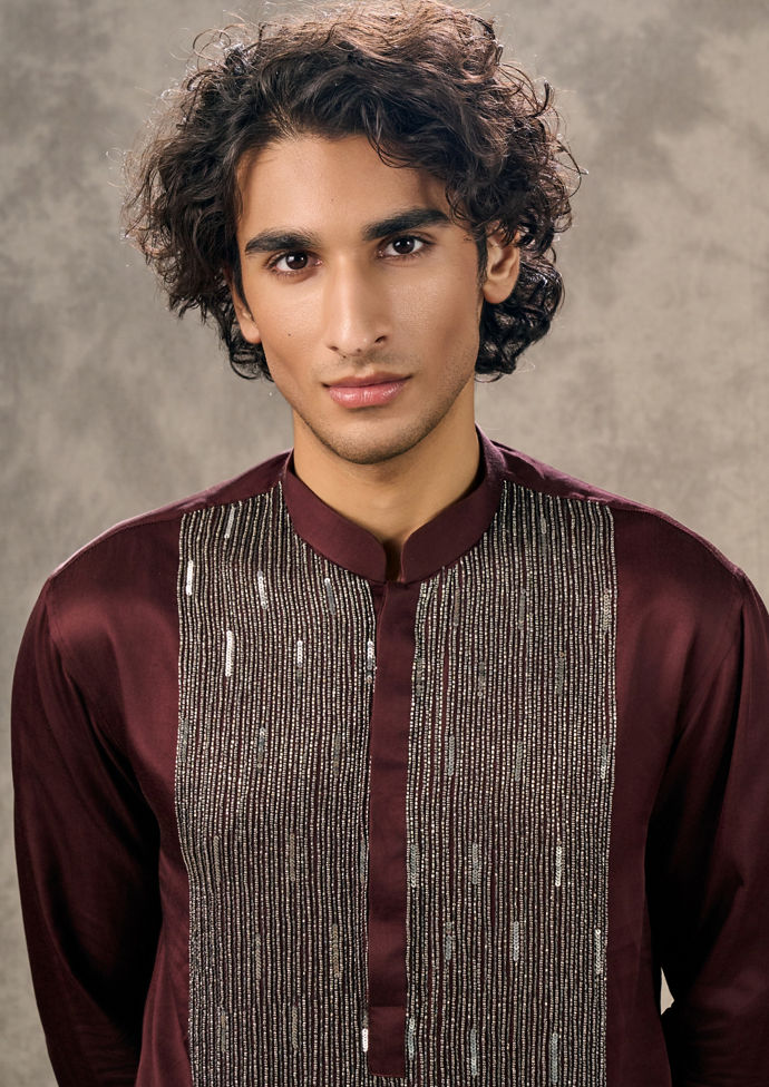 Twamev Men Mystic Maroon Kurta Churidar