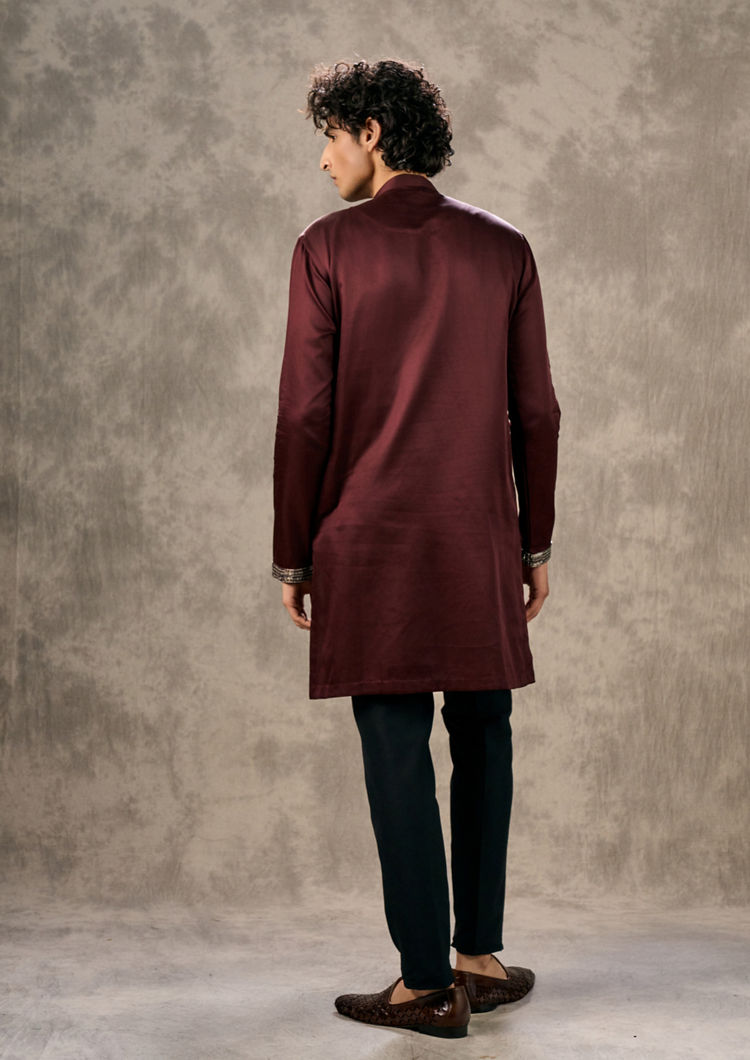 Twamev Men Mystic Maroon Kurta Churidar