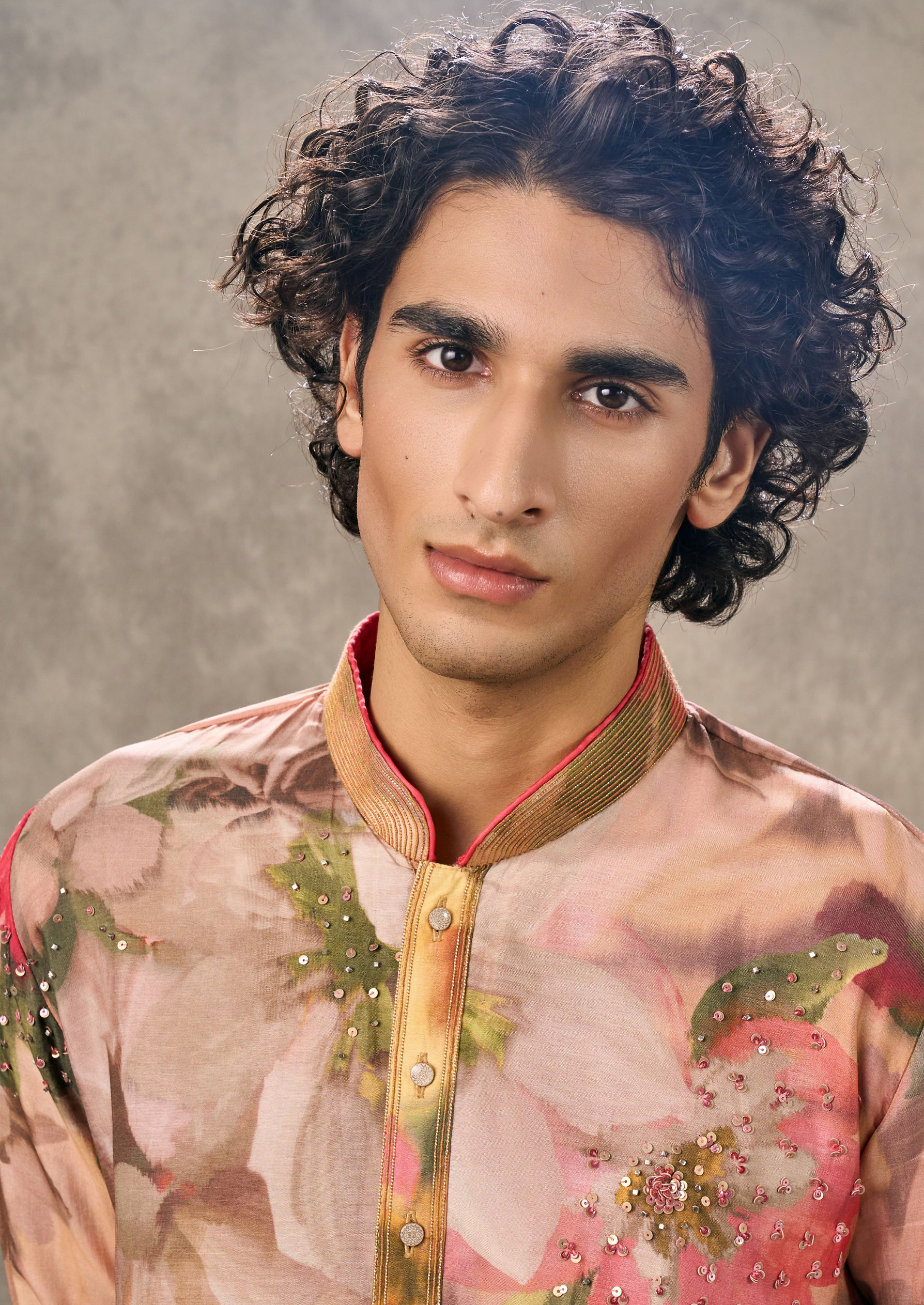 Twamev Men Enchanted Pink Kurta Churidar Set