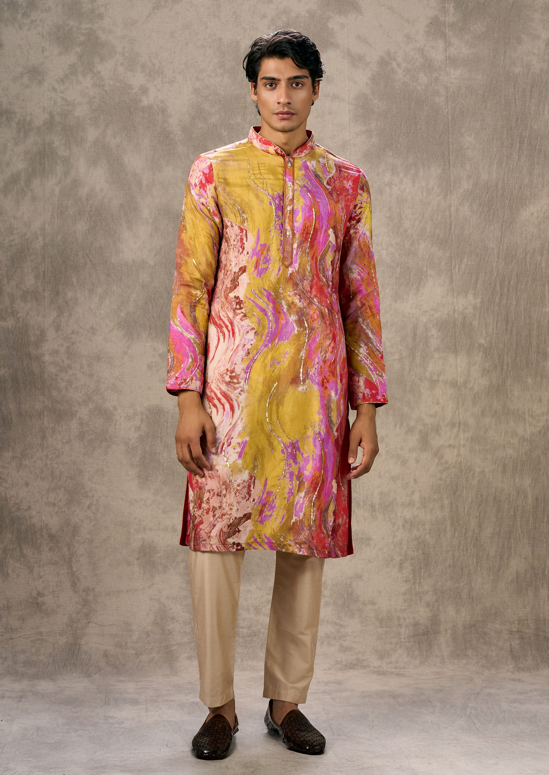 Twamev Men Sunkissed Yellow Elegance Kurta Churidar