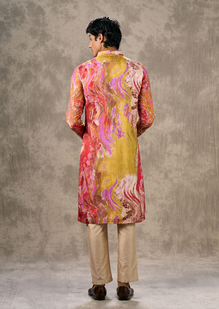 Twamev Men Sunkissed Yellow Elegance Kurta Churidar