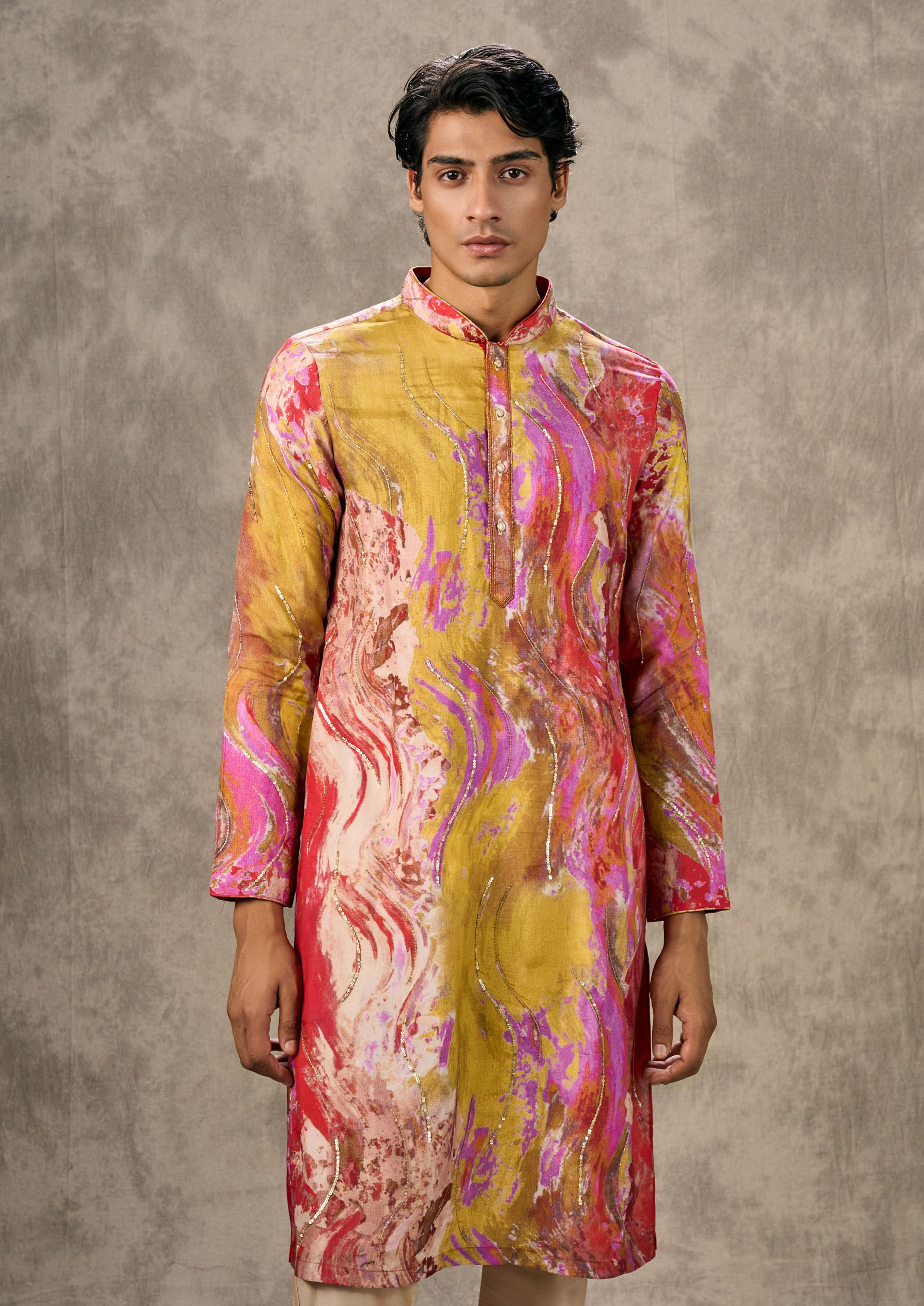 Twamev Men Sunkissed Yellow Elegance Kurta Churidar