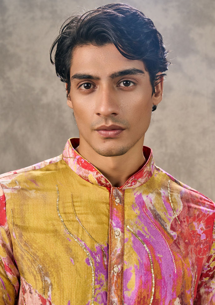 Twamev Men Sunkissed Yellow Elegance Kurta Churidar