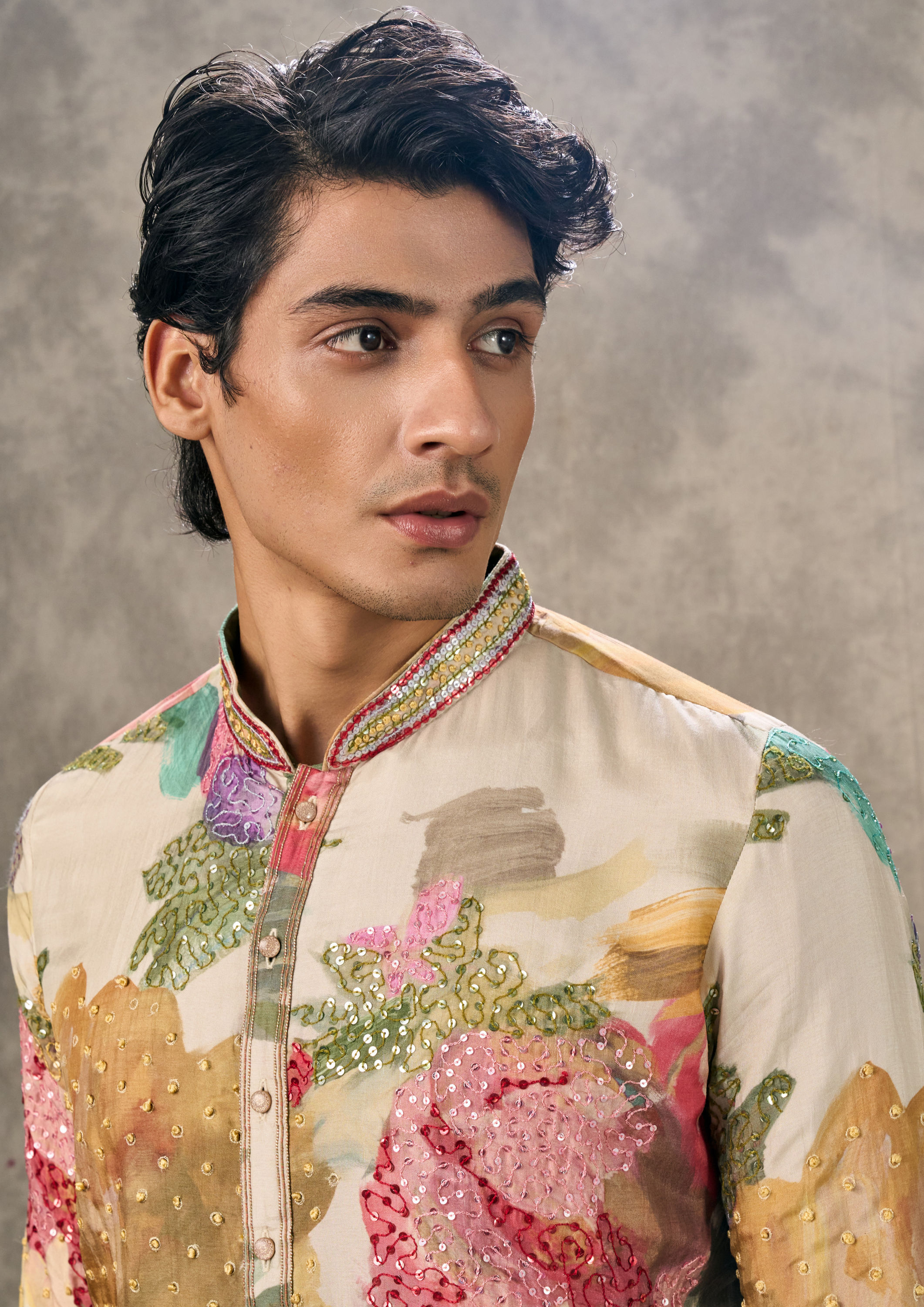 Twamev Men Elegant Cream Kurta Churidar