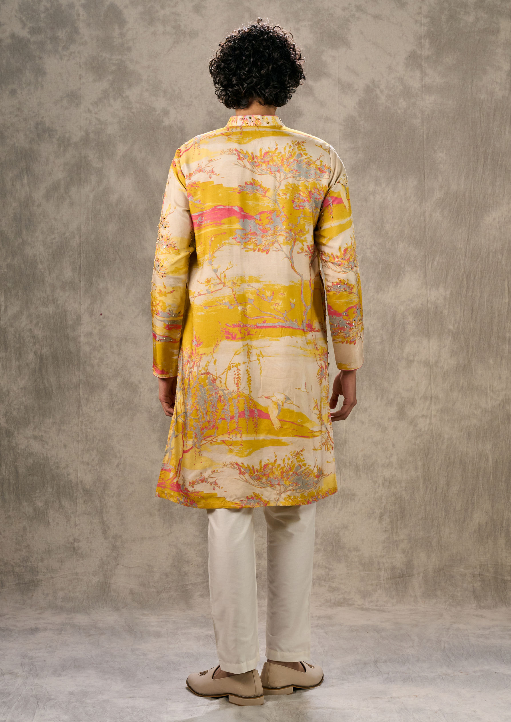 Twamev Men Sunshine Yellow Kurta Churidar