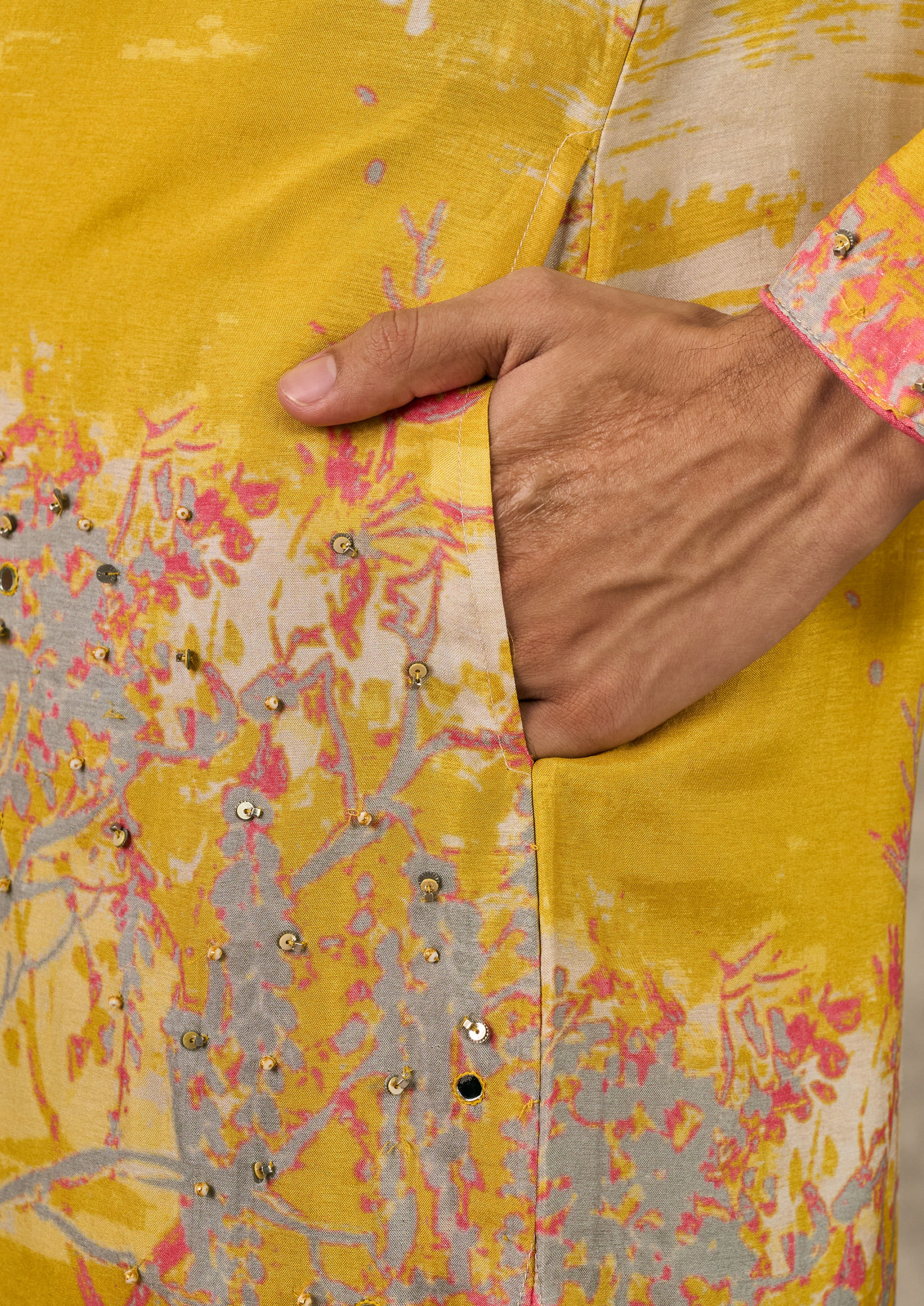 Twamev Men Sunshine Yellow Kurta Churidar