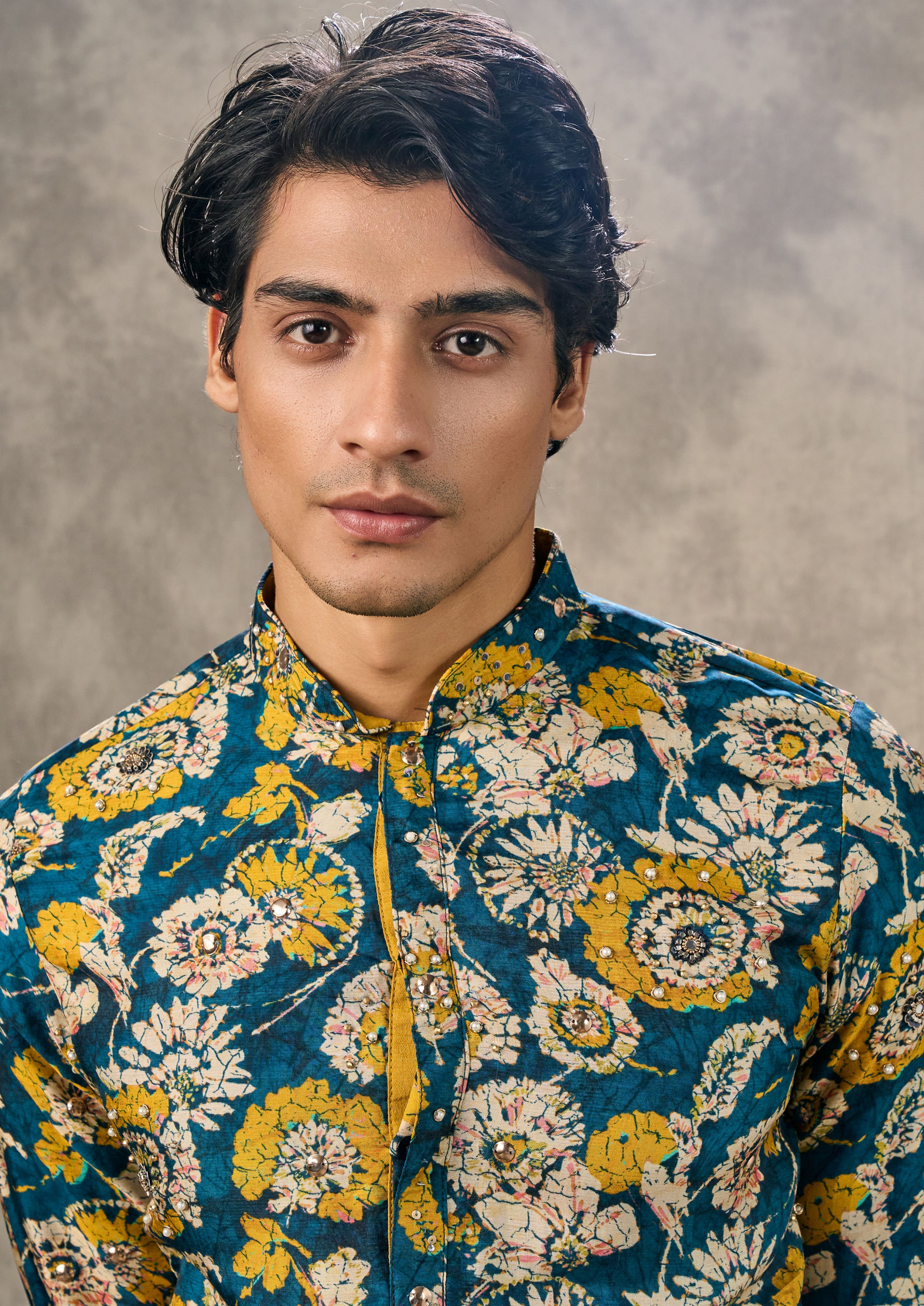 Twamev Men Teal Blue Elegance Kurta Churidar