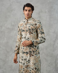 Twamev Men Pista Green Kurta Churidar Ensemble