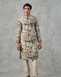 Twamev Men Pista Green Kurta Churidar Ensemble