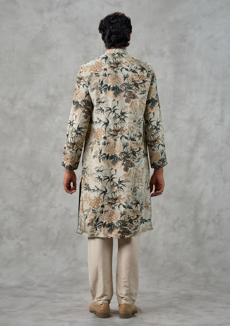 Twamev Men Pista Green Kurta Churidar Ensemble