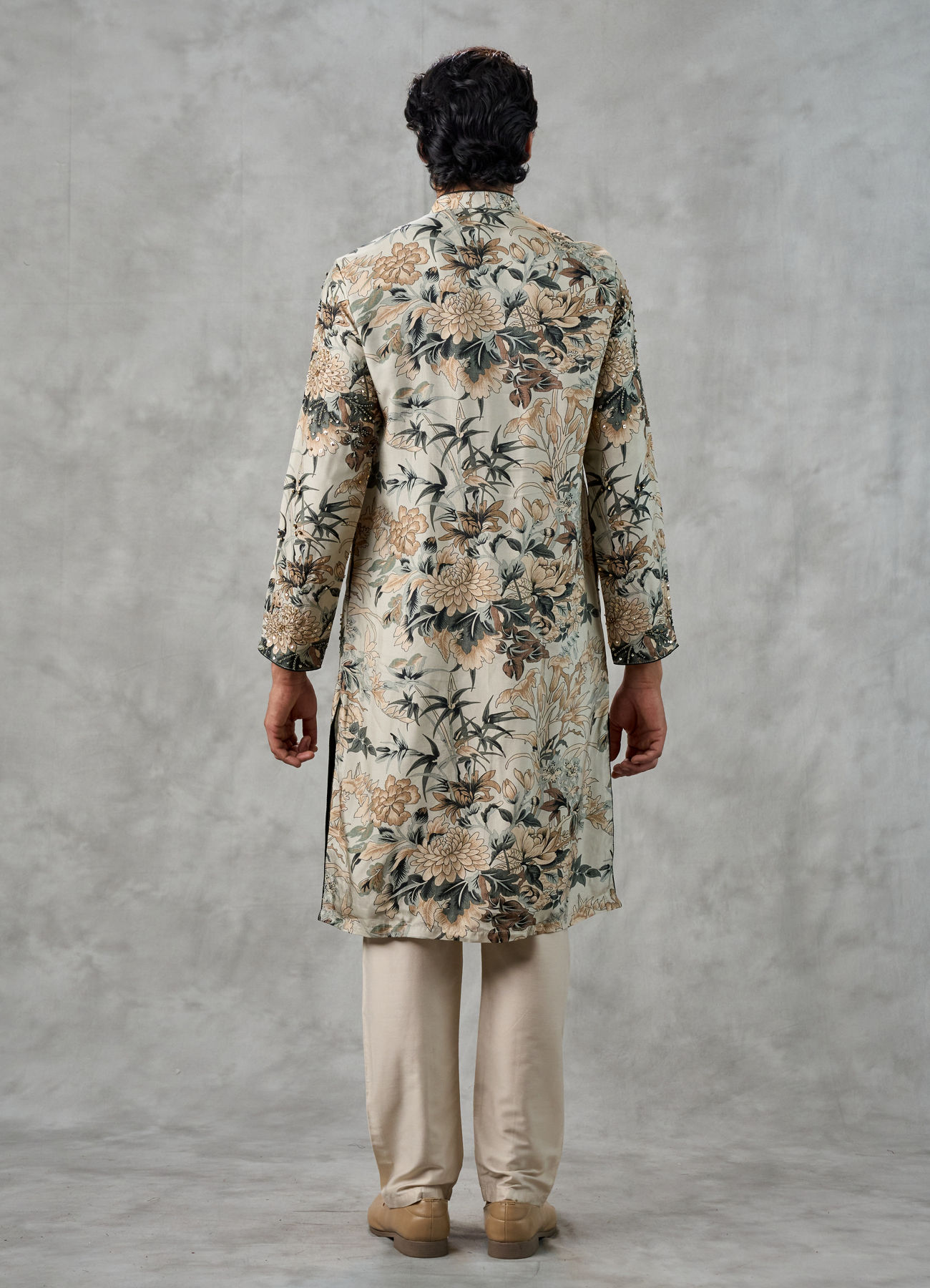 Twamev Men Pista Green Kurta Churidar Ensemble