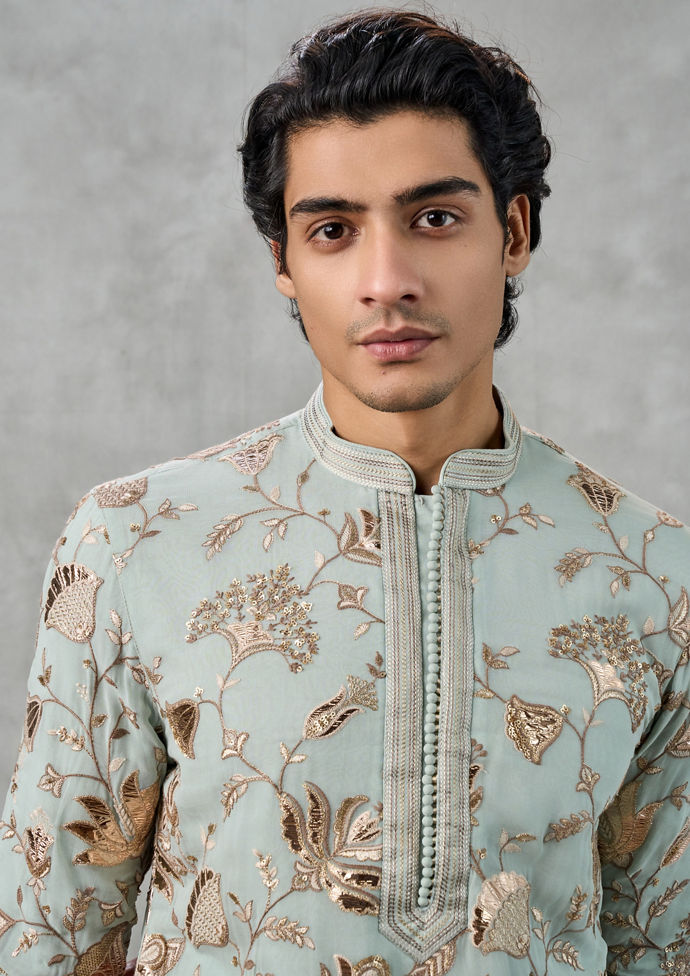 Twamev Men Emerald Elegance Kurta Churidar