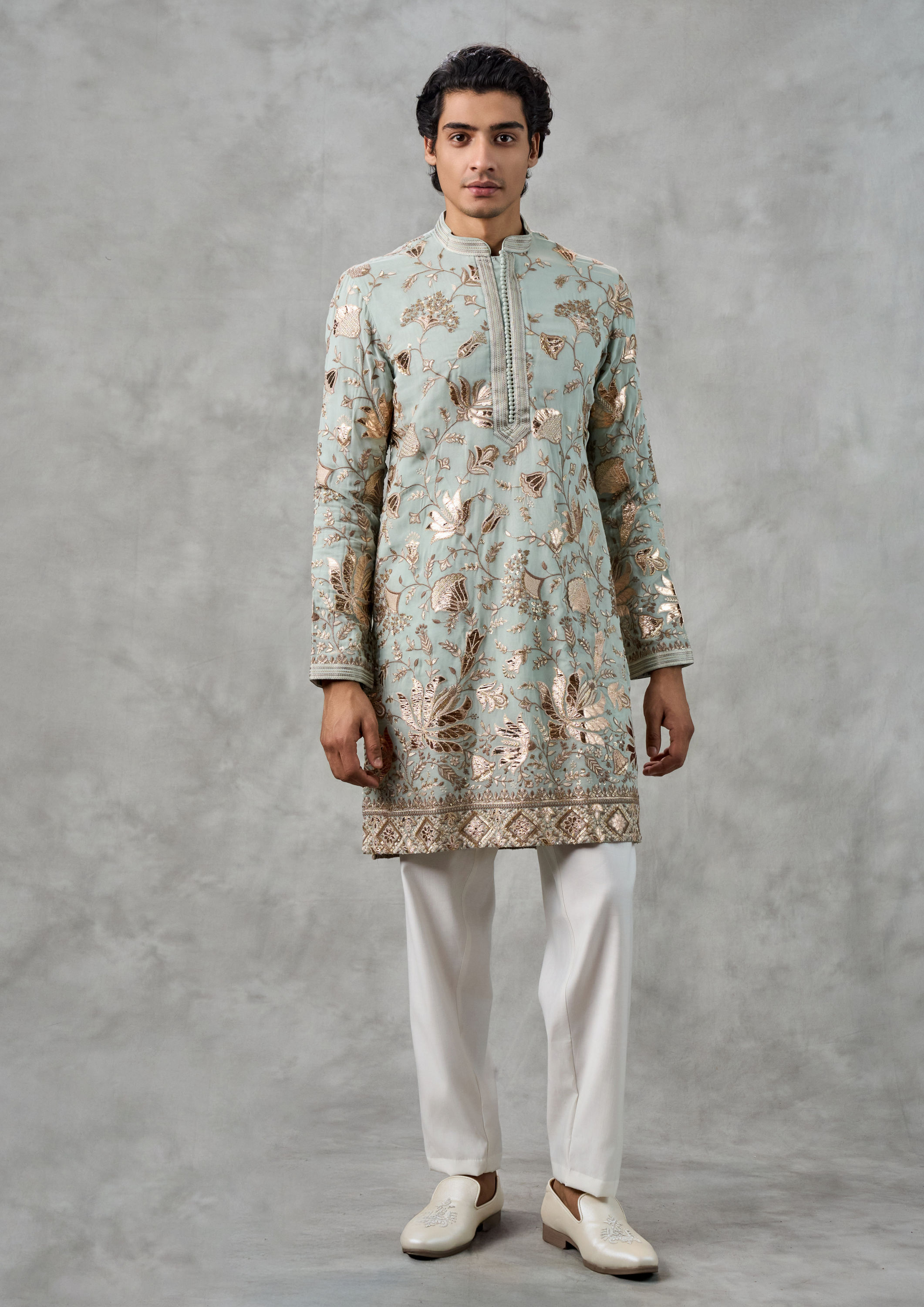 Twamev Men Emerald Elegance Kurta Churidar