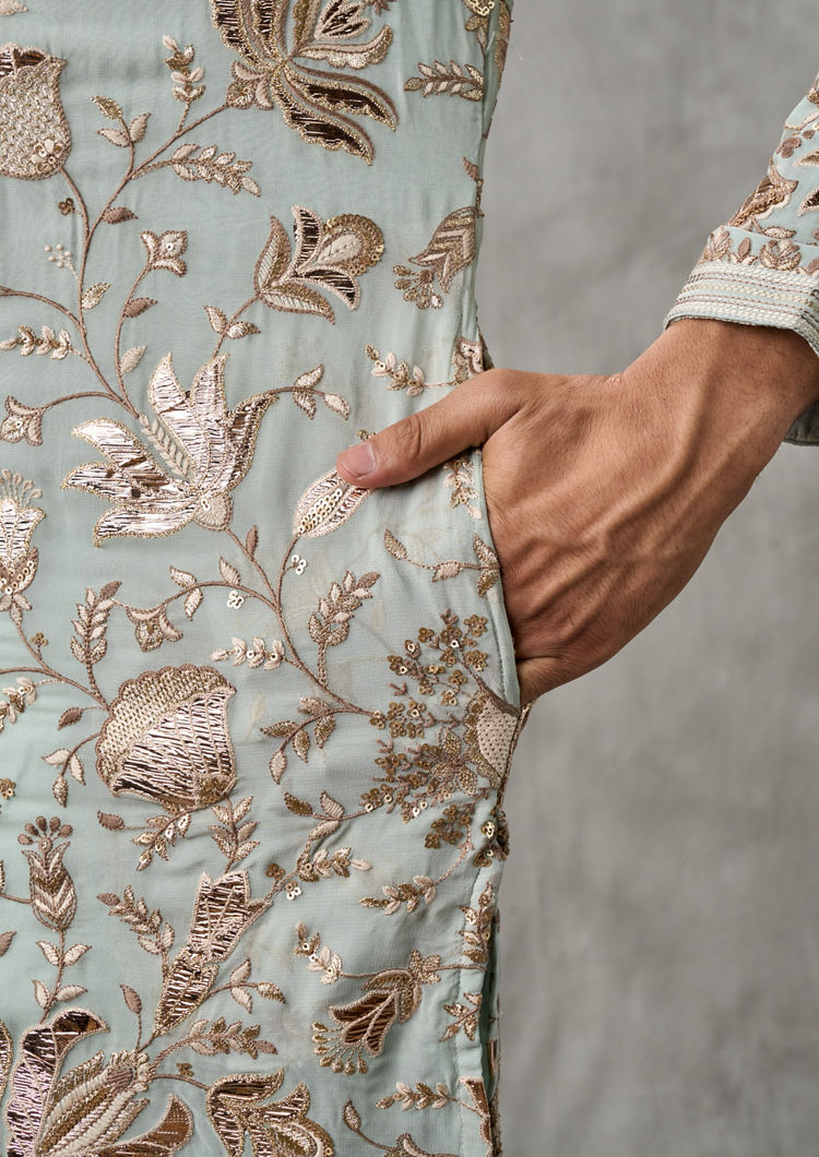 Twamev Men Emerald Elegance Kurta Churidar