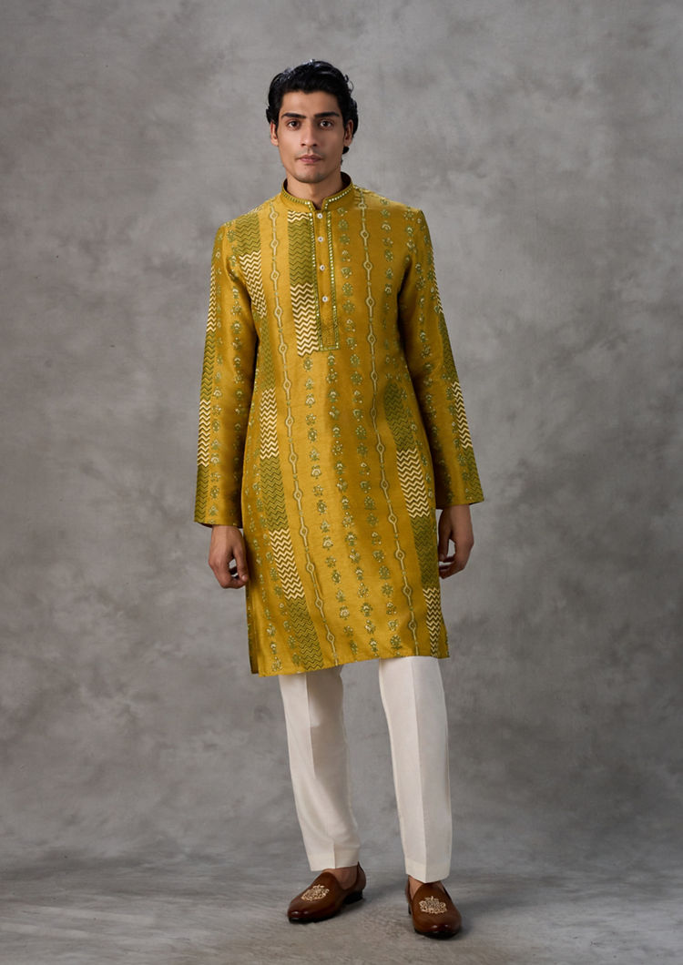 Twamev Men Regal Mustard Elegance Kurta Pant