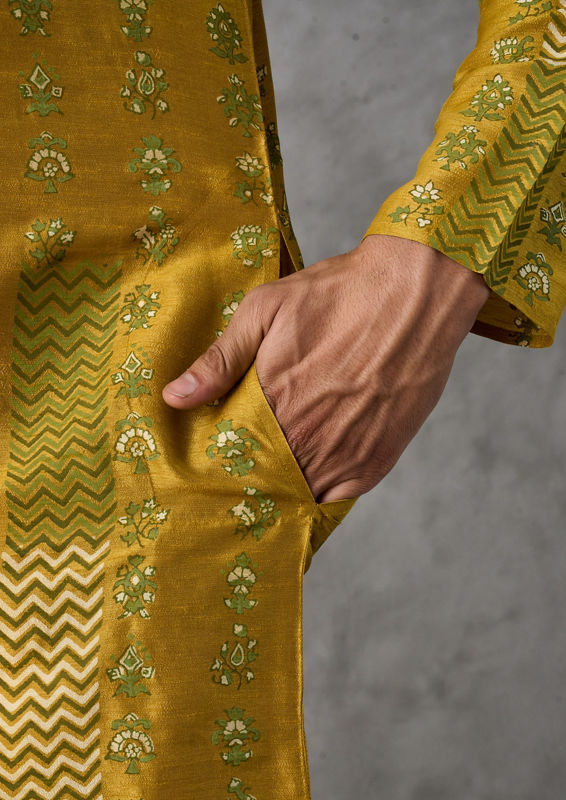Twamev Men Regal Mustard Elegance Kurta Pant