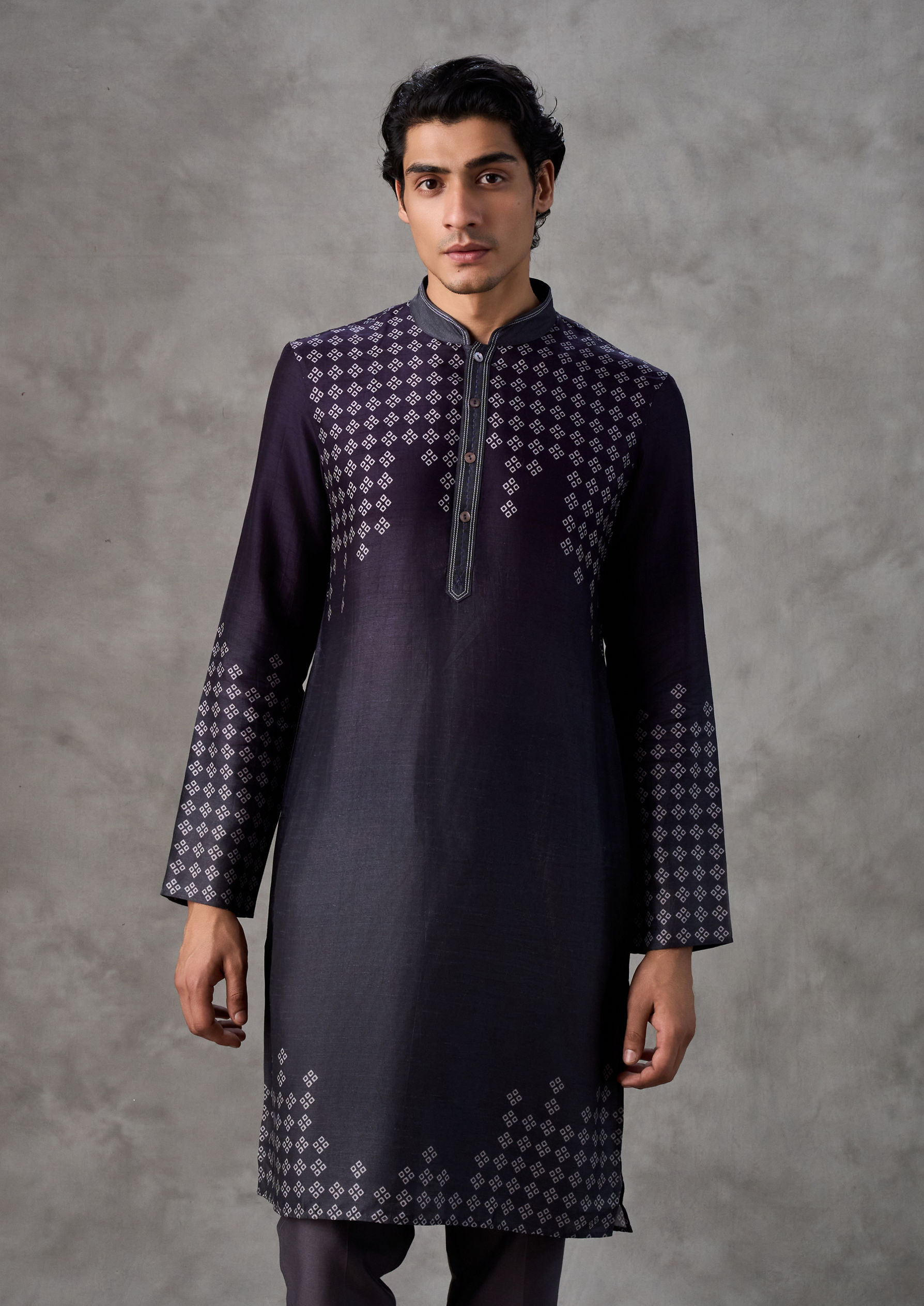 Twamev Men Dark Blue Mosaic Elegance Kurta Pant