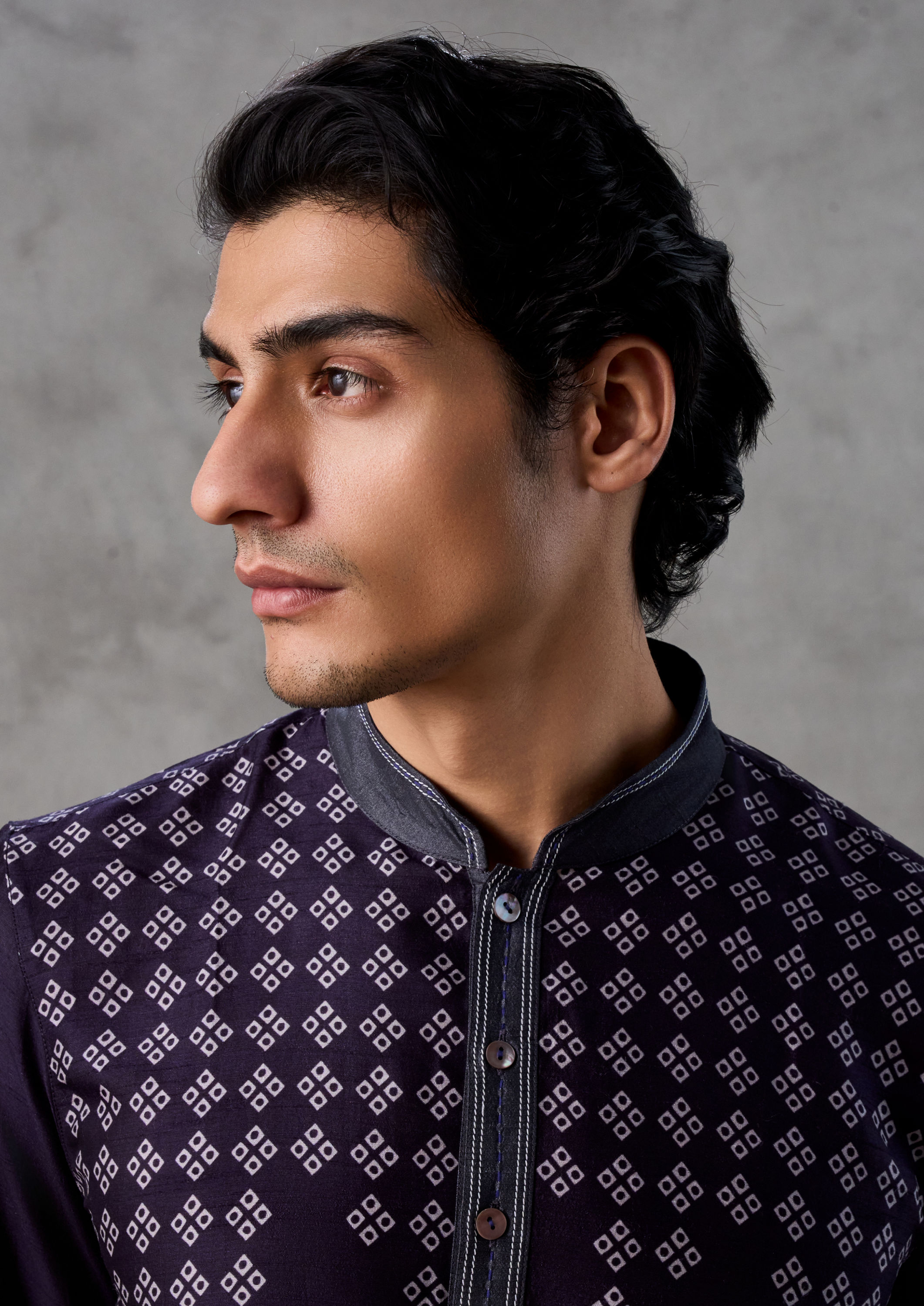 Twamev Men Dark Blue Mosaic Elegance Kurta Pant