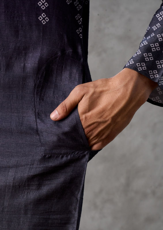 Twamev Men Dark Blue Mosaic Elegance Kurta Pant