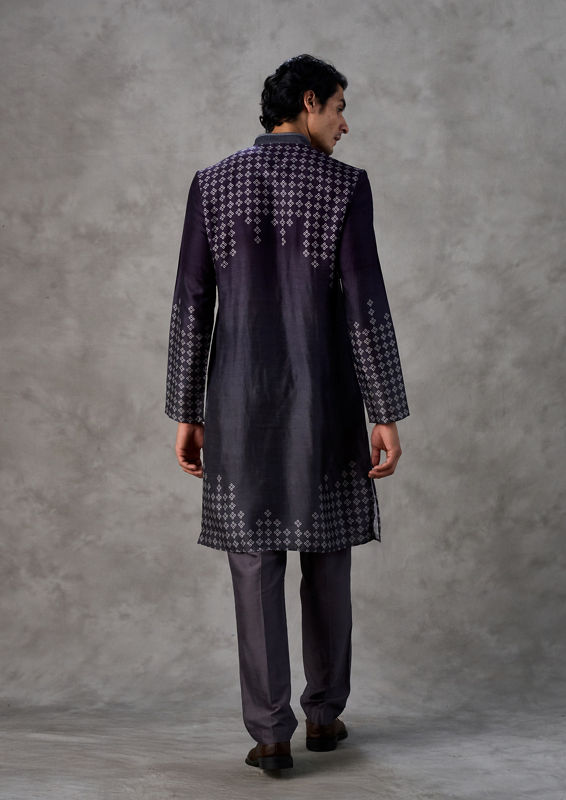 Twamev Men Dark Blue Mosaic Elegance Kurta Pant