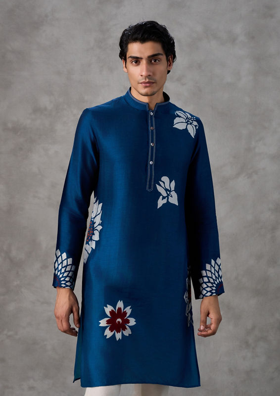 Twamev Men Teal Blue Festive Kurta Pant