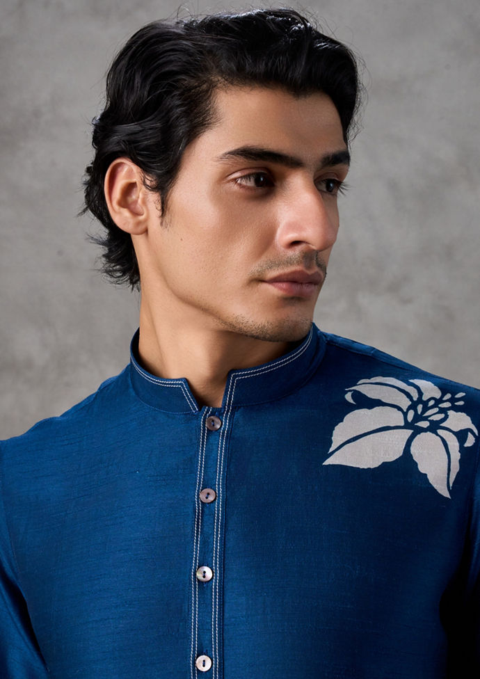 Twamev Men Teal Blue Festive Kurta Pant