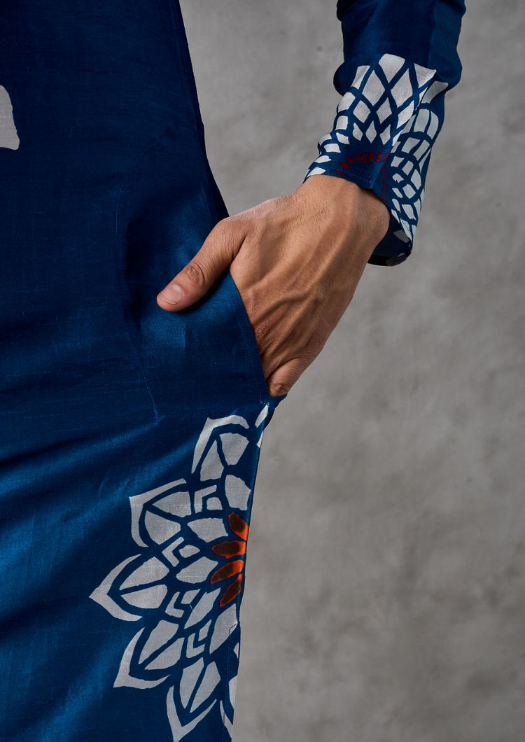 Twamev Men Teal Blue Festive Kurta Pant