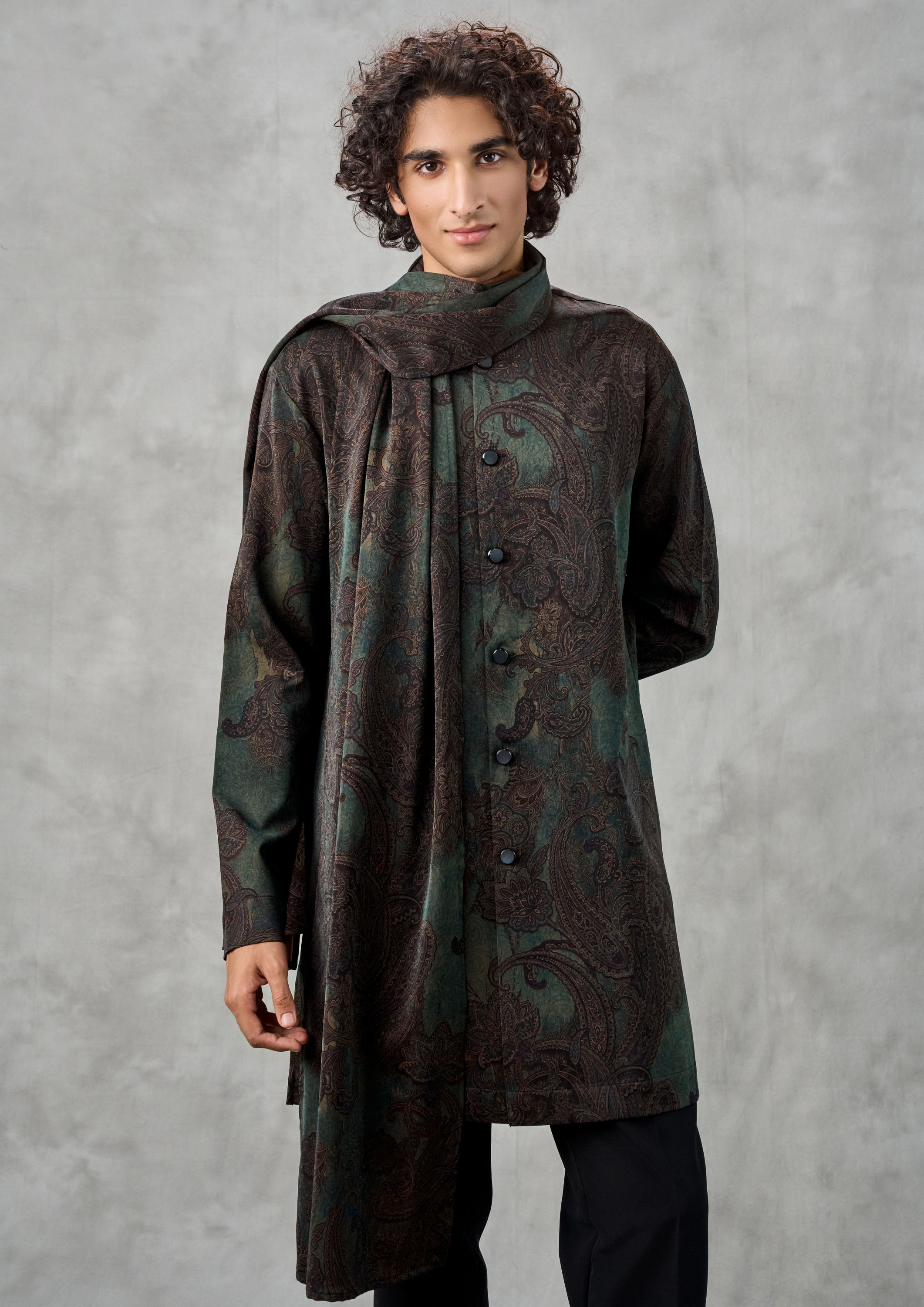 Twamev Men Dark Green Exquisite Kurta Pant Dupatta
