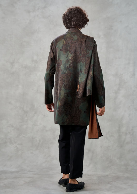 Twamev Men Dark Green Exquisite Kurta Pant Dupatta