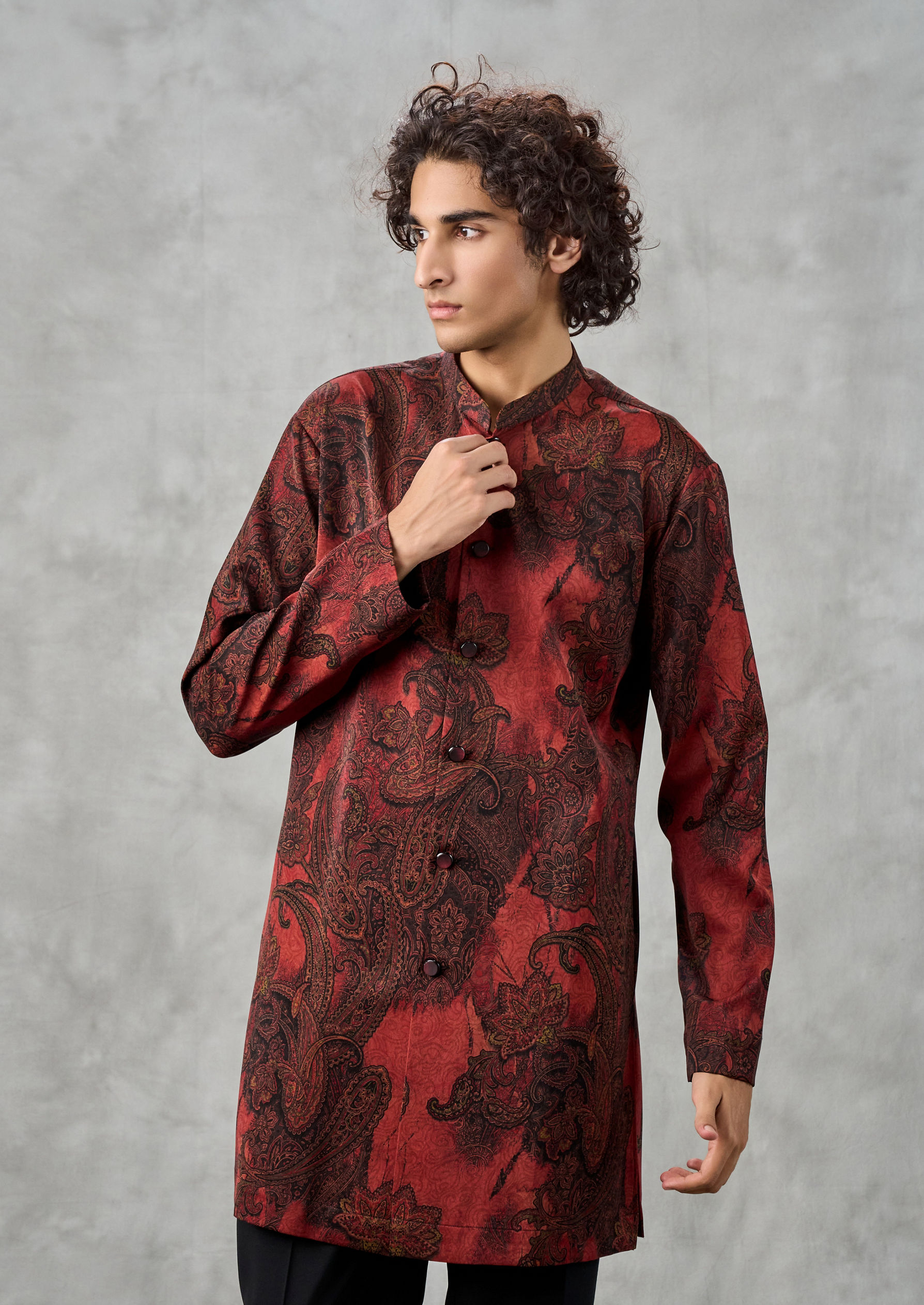 Twamev Men Radiant Rust Kurta Pant Dupatta