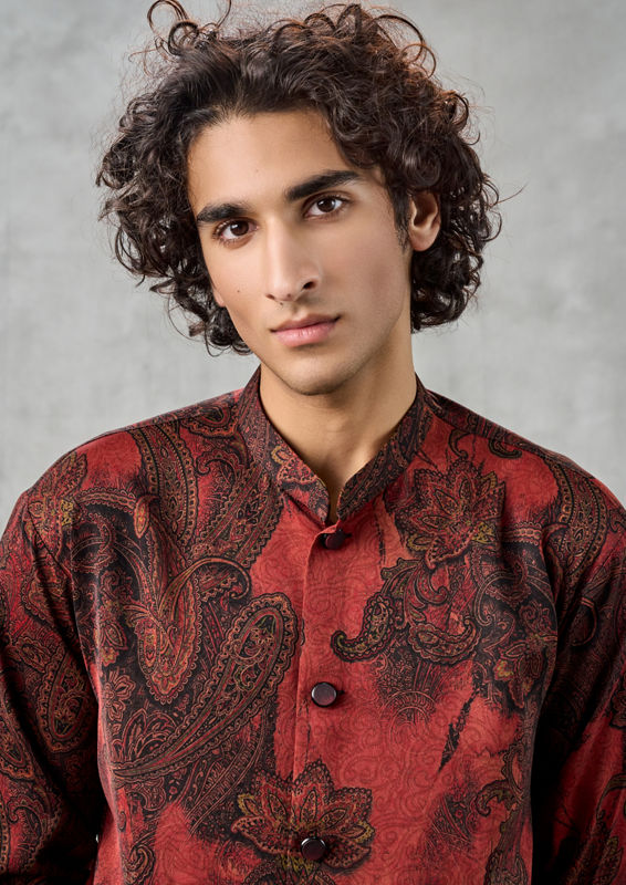 Twamev Men Radiant Rust Kurta Pant Dupatta