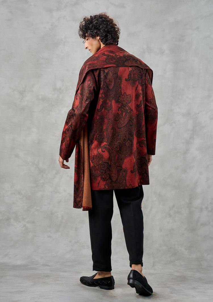 Twamev Men Radiant Rust Kurta Pant Dupatta