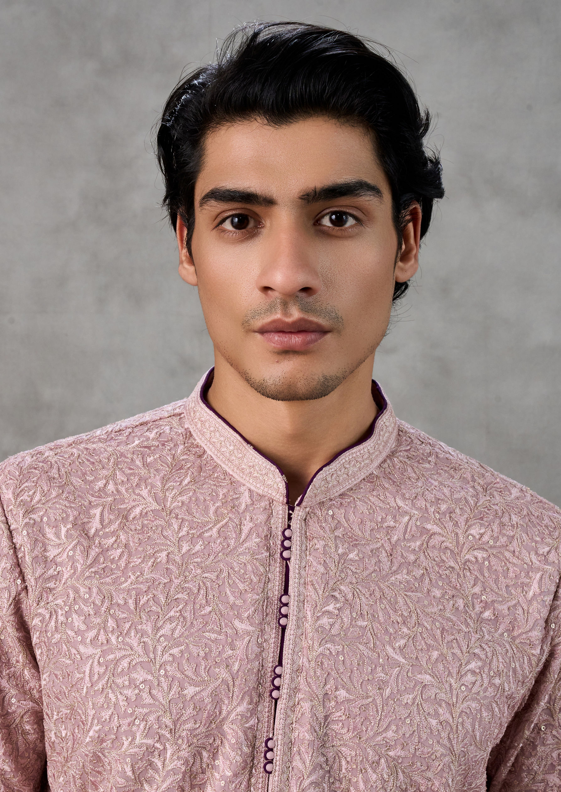 Twamev Men Dusty Pink Georgette Kurta Pant