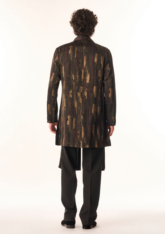 Twamev Men Black Crepe Kurta Set with Print