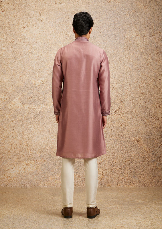 Twamev Men Dusty Pink Regality Kurta Pajama