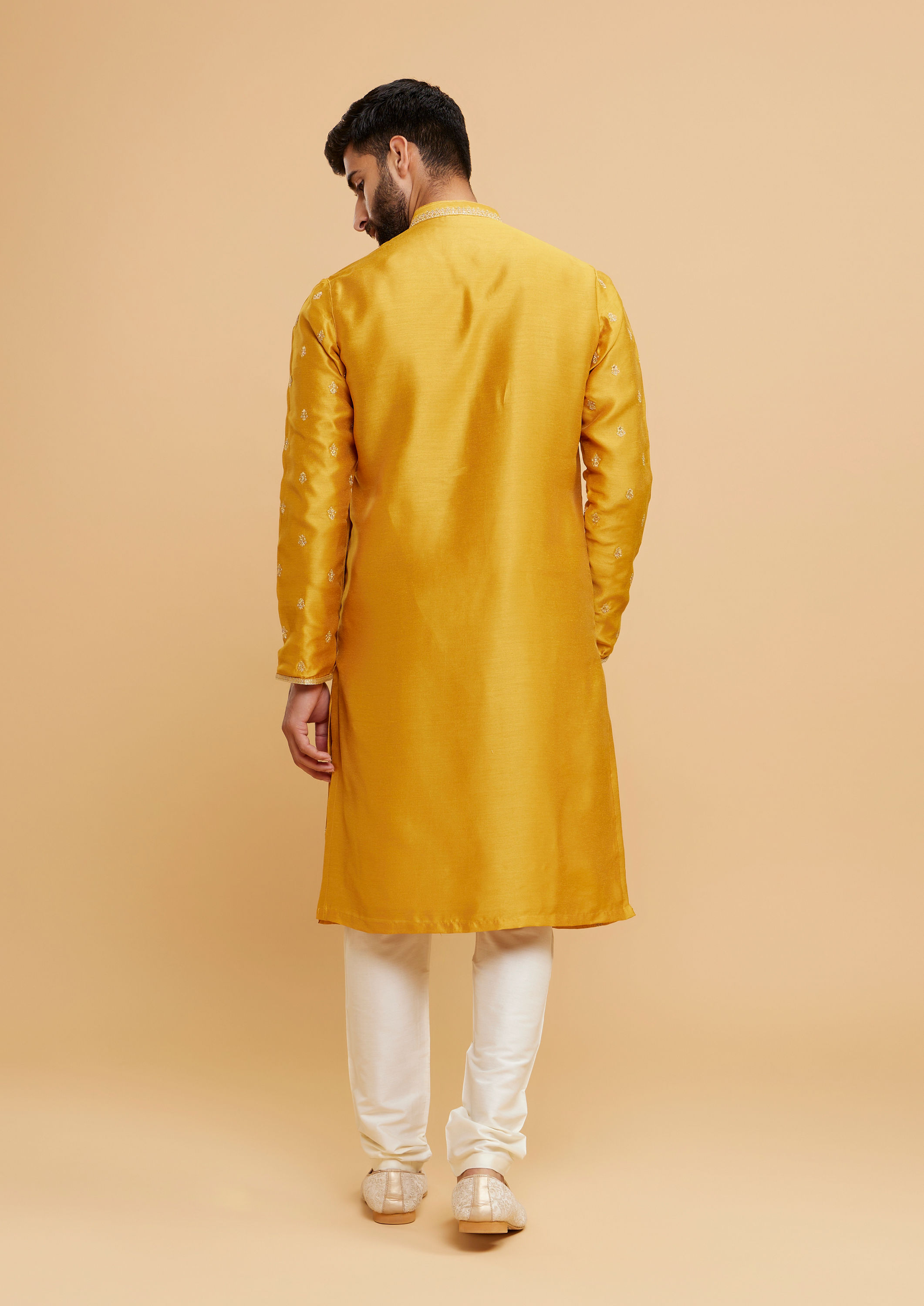 Twamev Men Mustard Elegance Kurta Pajama