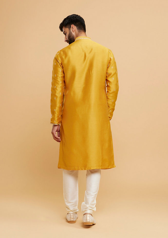 Twamev Men Mustard Elegance Kurta Pajama