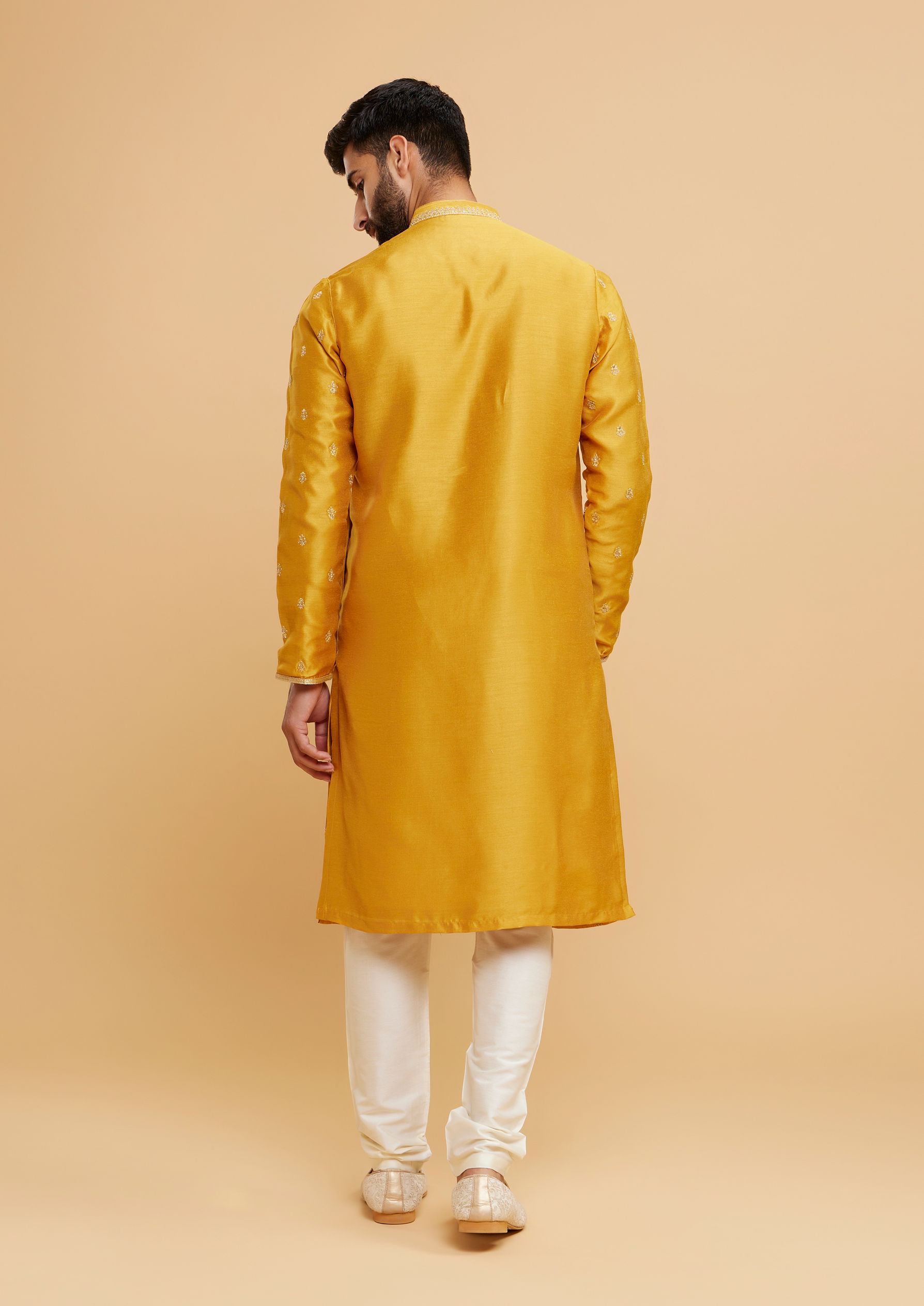 Twamev Men Mustard Elegance Kurta Pajama