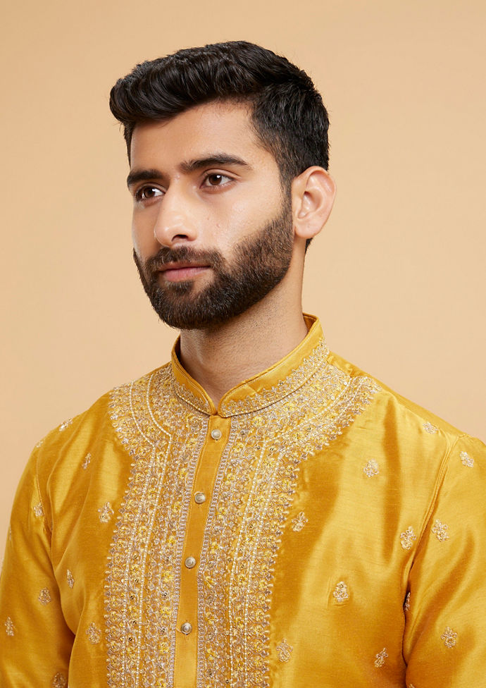 Twamev Men Mustard Elegance Kurta Pajama