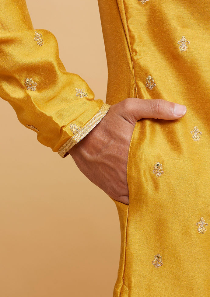 Twamev Men Mustard Elegance Kurta Pajama