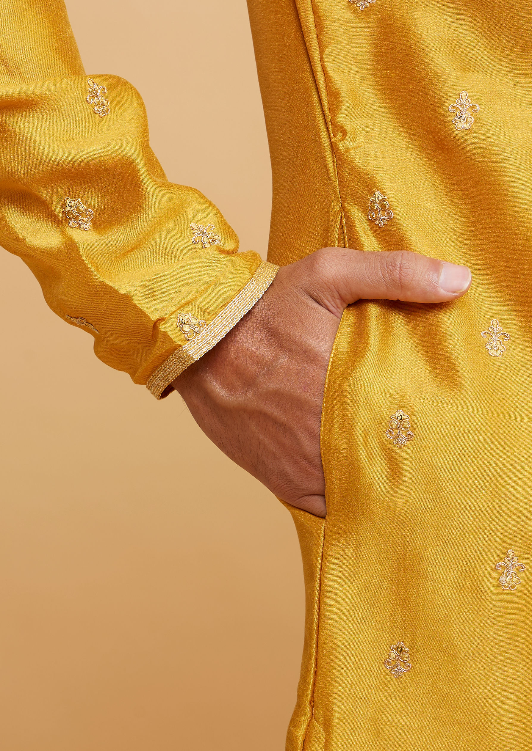 Twamev Men Mustard Elegance Kurta Pajama
