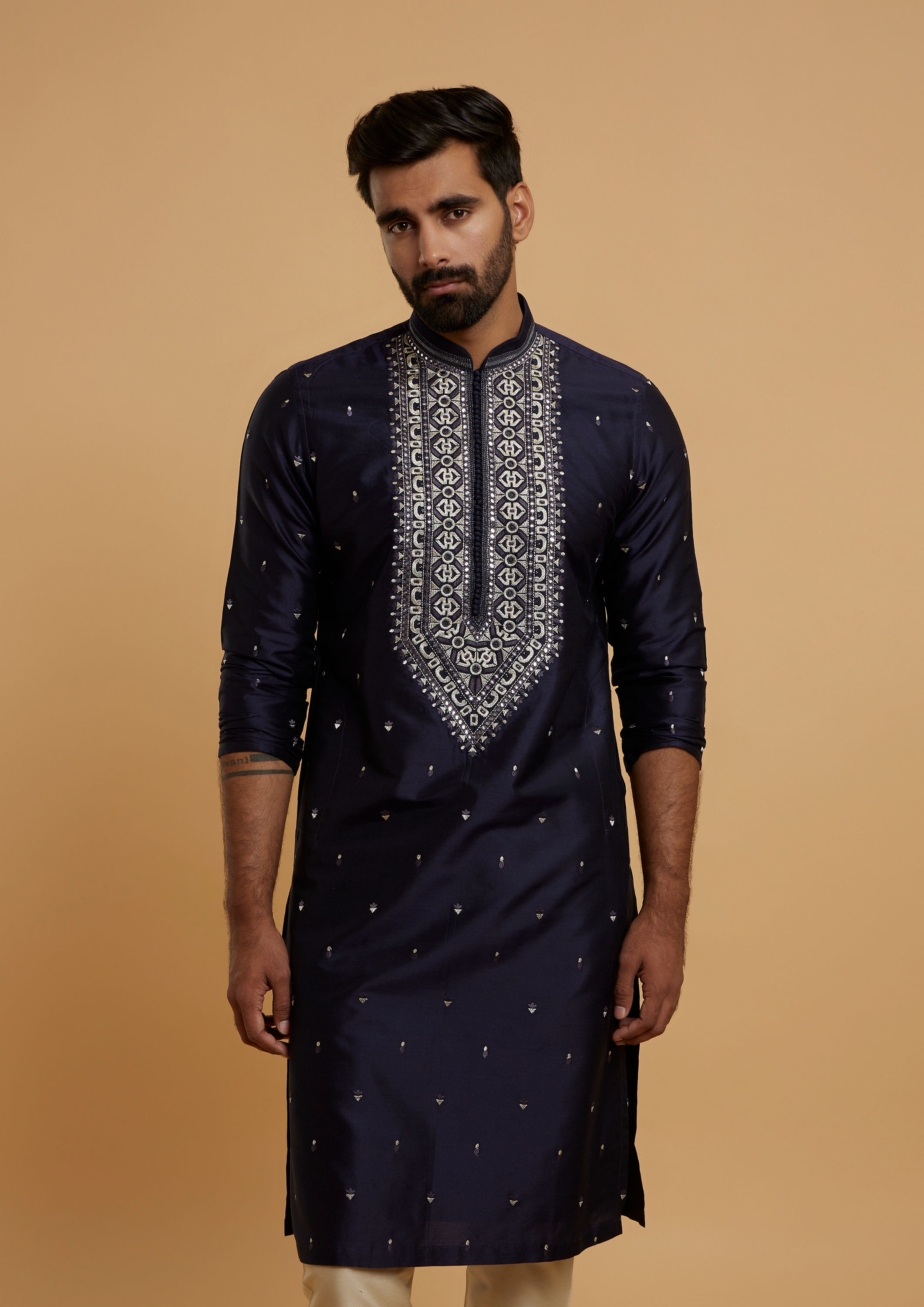 Twamev Men Dark Blue Vibrancy Kurta Pajama
