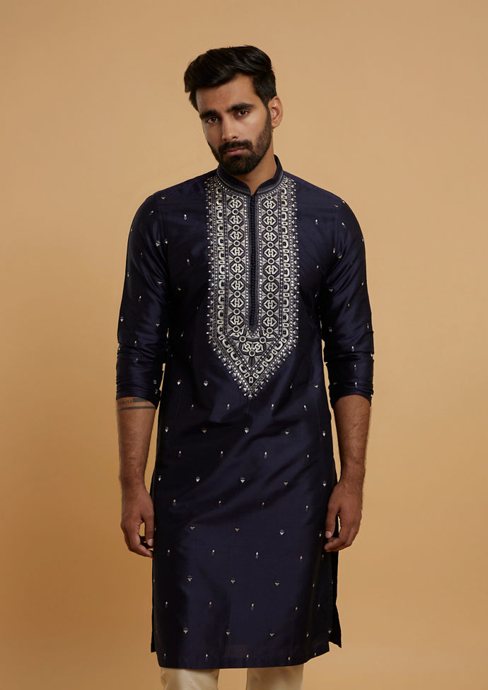 Twamev Men Dark Blue Vibrancy Kurta Pajama