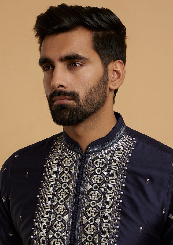 Twamev Men Dark Blue Vibrancy Kurta Pajama
