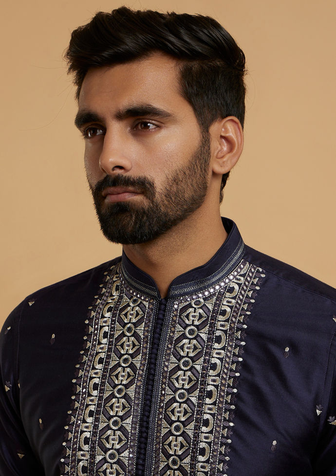 Twamev Men Dark Blue Vibrancy Kurta Pajama