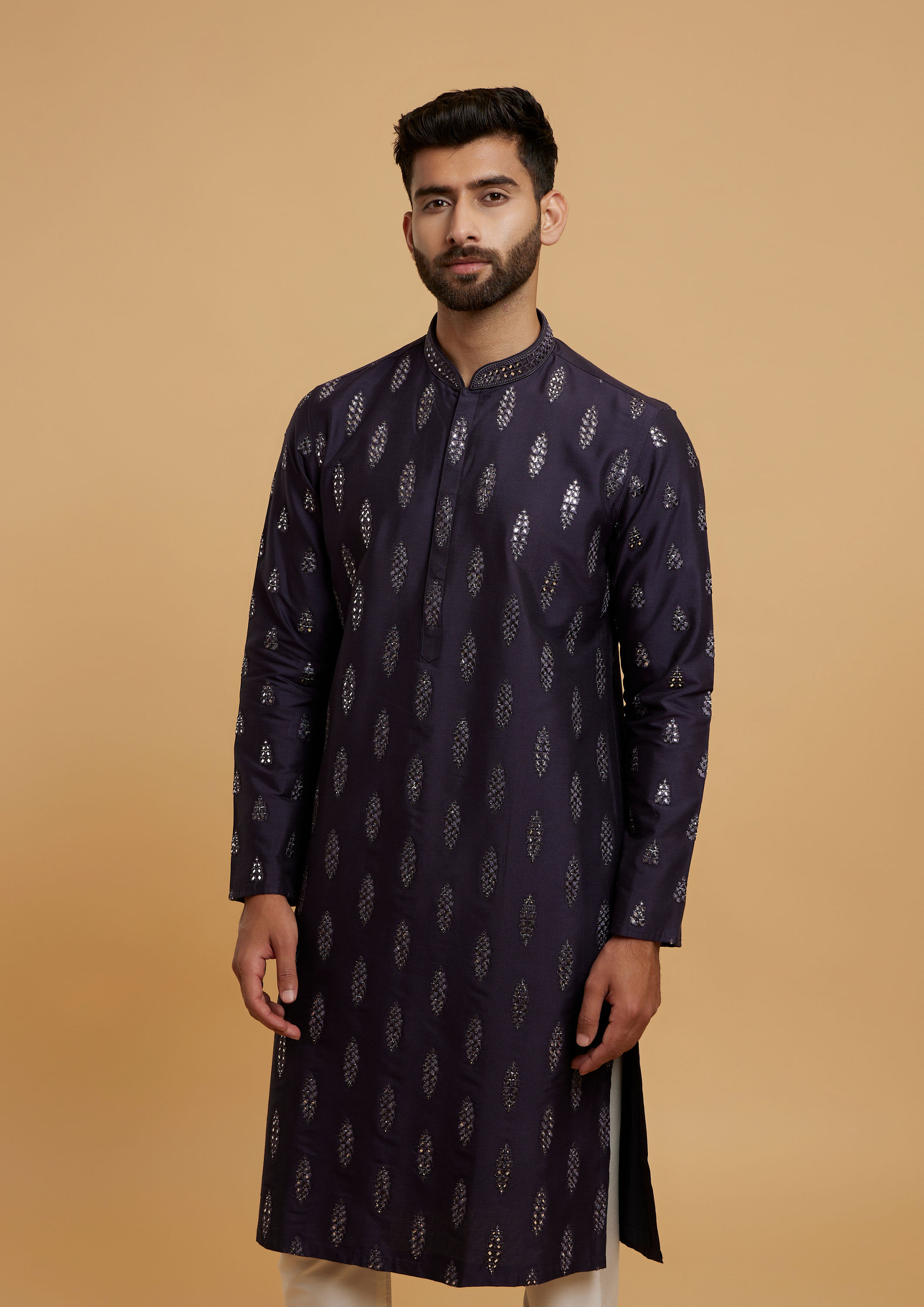 Twamev Men Elegant Dark Blue Kurta Pajama