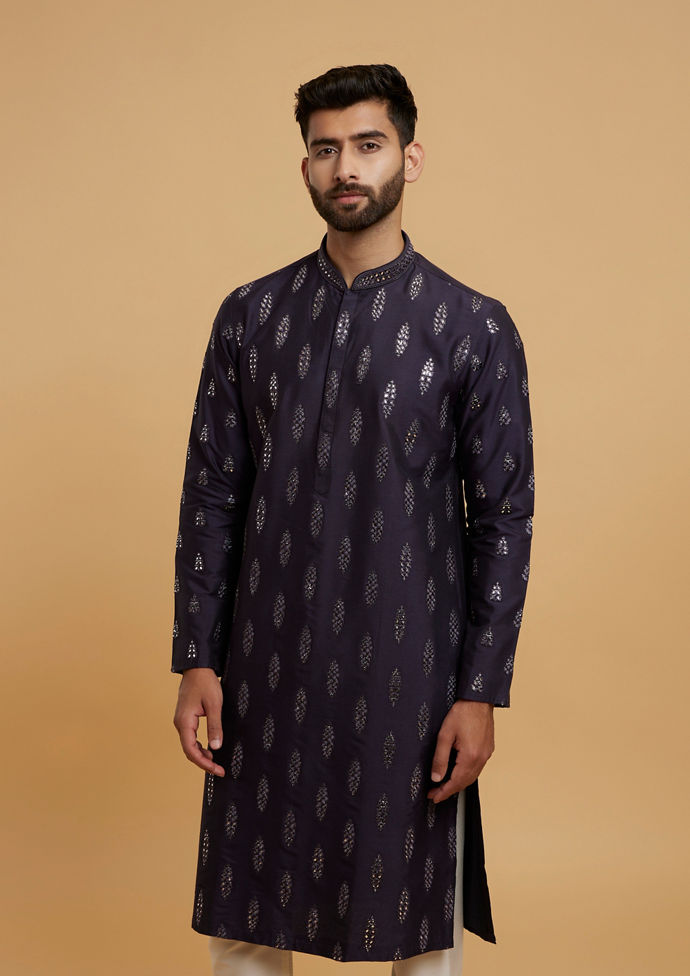 Twamev Men Elegant Dark Blue Kurta Pajama