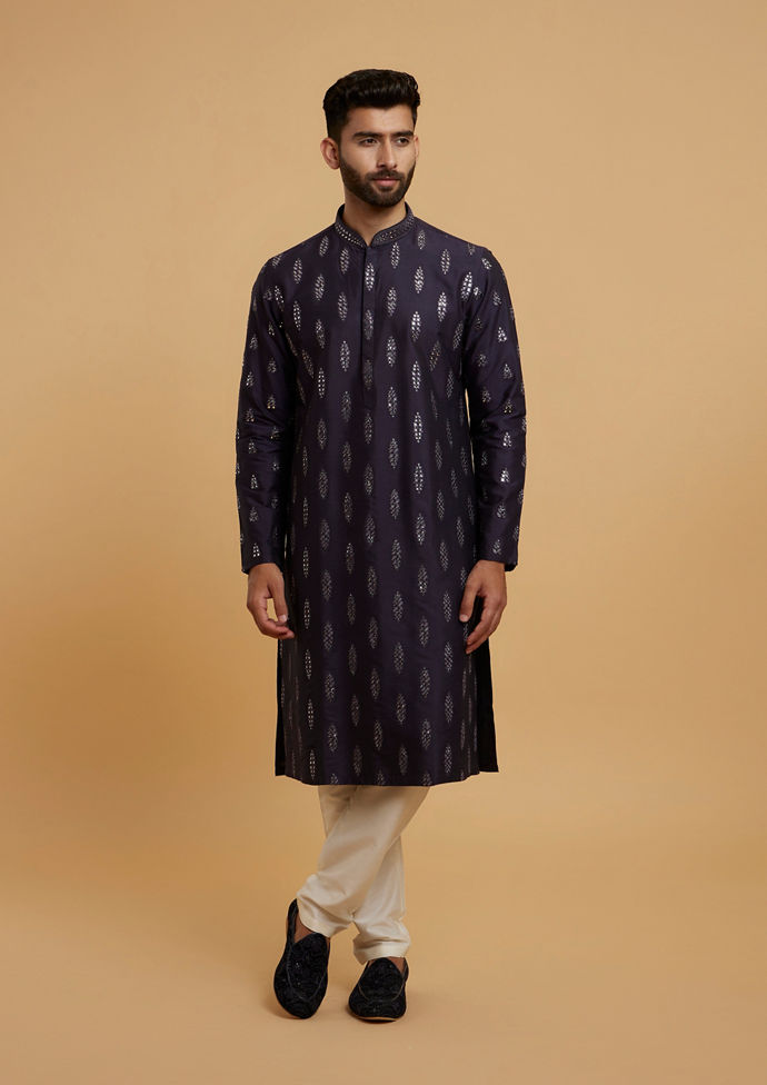 Twamev Men Elegant Dark Blue Kurta Pajama