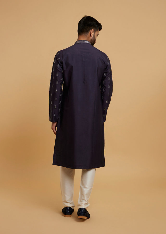 Twamev Men Elegant Dark Blue Kurta Pajama