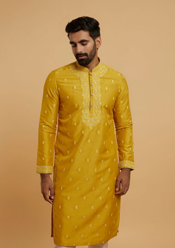 Twamev Men Majestic Mustard Kurta Pajama